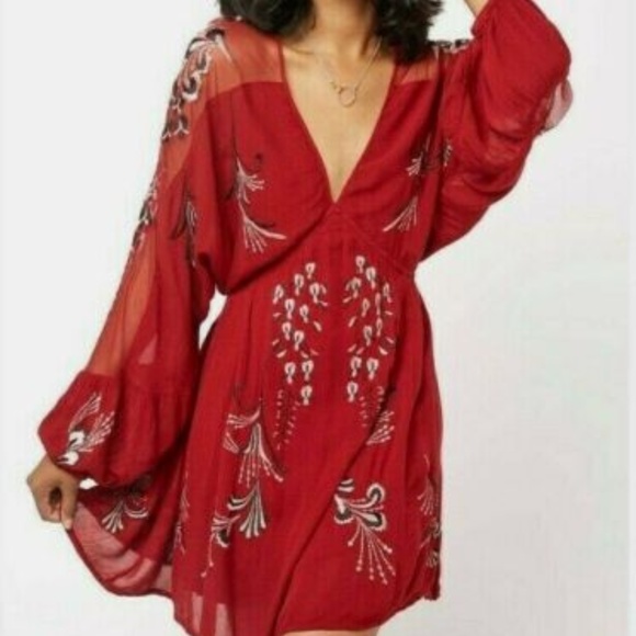 Free People Dresses & Skirts - .Free People Embroidered Long Sleeve Mini Dress